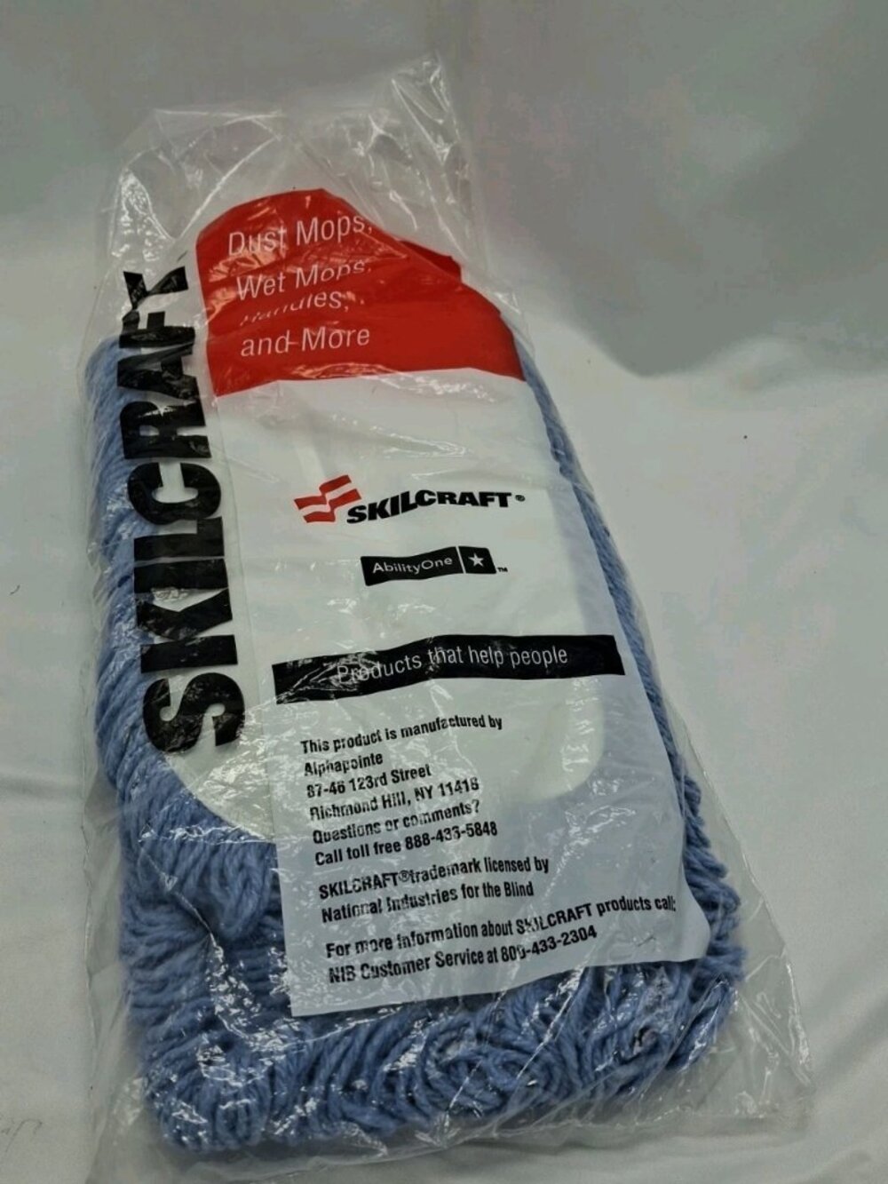 Skilcraft Inhibitor Anti-Microbial Dust Mop Head, Blue - Fits 5" x 24" Mop-